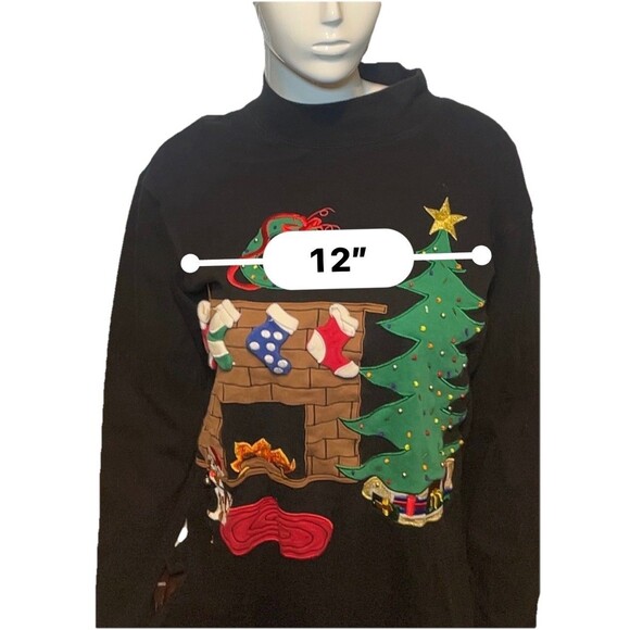 Vintage Bechamel Embroidered 3D Ugly Christmas Sweater Shirt Cat by Fire Size S - Picture 12 of 12